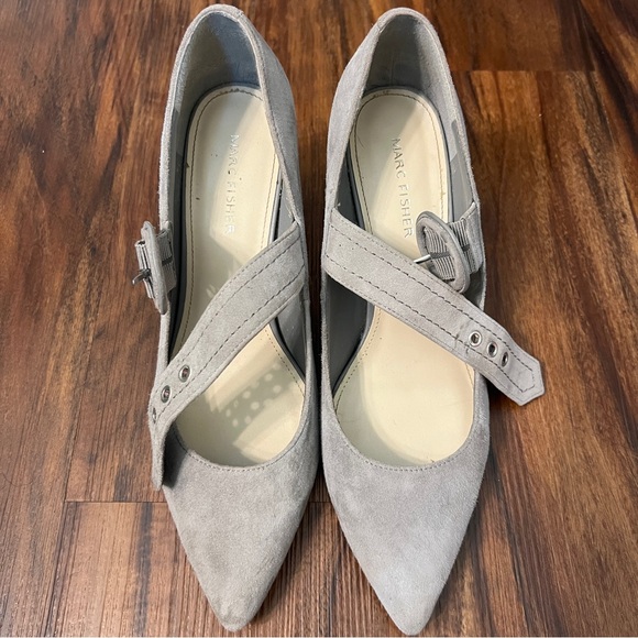 Marc Fisher Grey Suede Mary Jane Pumps w/ Buckle Closure - Picture 8 of 8